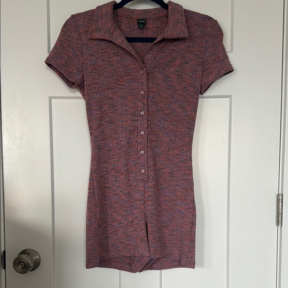 Ribbed button down romper